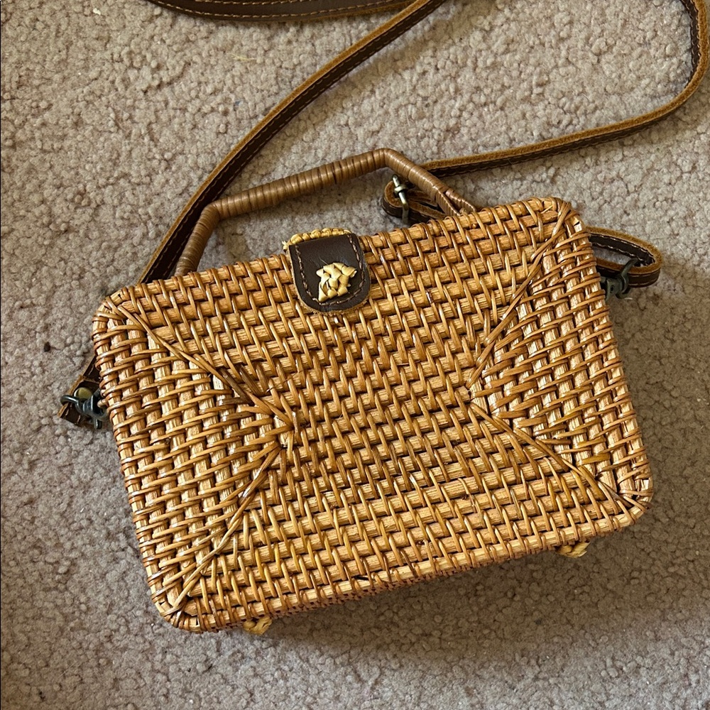 Brown Woven Crossbody Bag